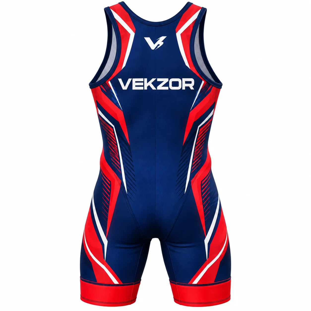 VEKZOR Youth Wrestling Singlet - Front Center View with performance cut and chest crest