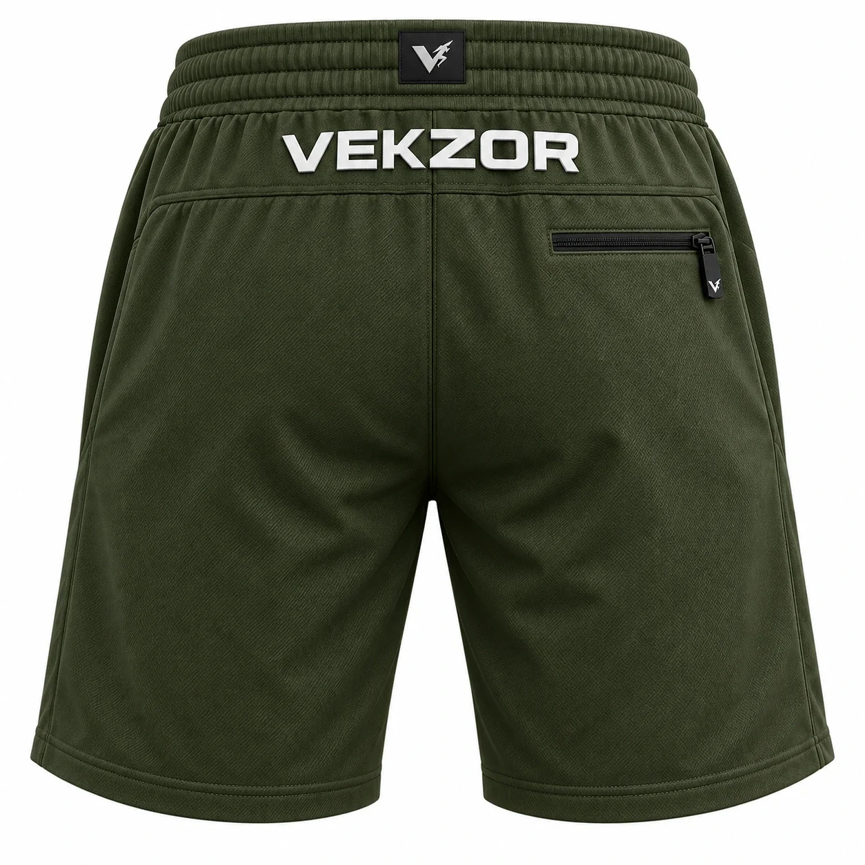 VEKZOR Above-the-Knee Heavyweight French Terry Shorts - Front Center View with performance cut and chest crest