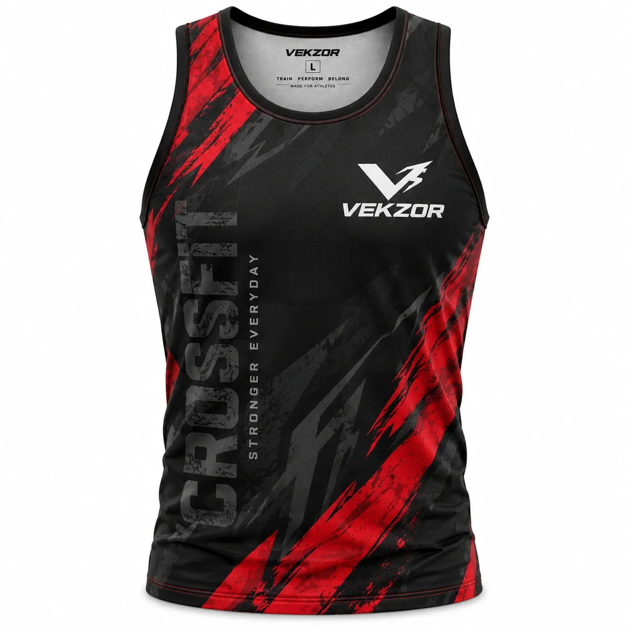 VEKZOR CrossFit Sublimated Competition Tank - Front Center View with performance cut and chest crest