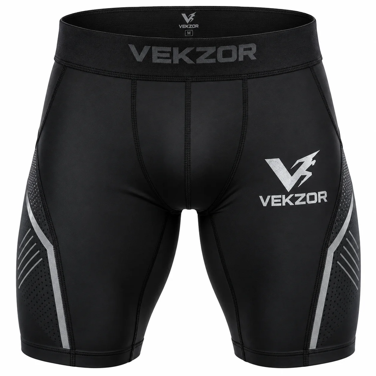 VEKZOR Functional Training Compression Shorts - Front Center View with performance cut and chest crest