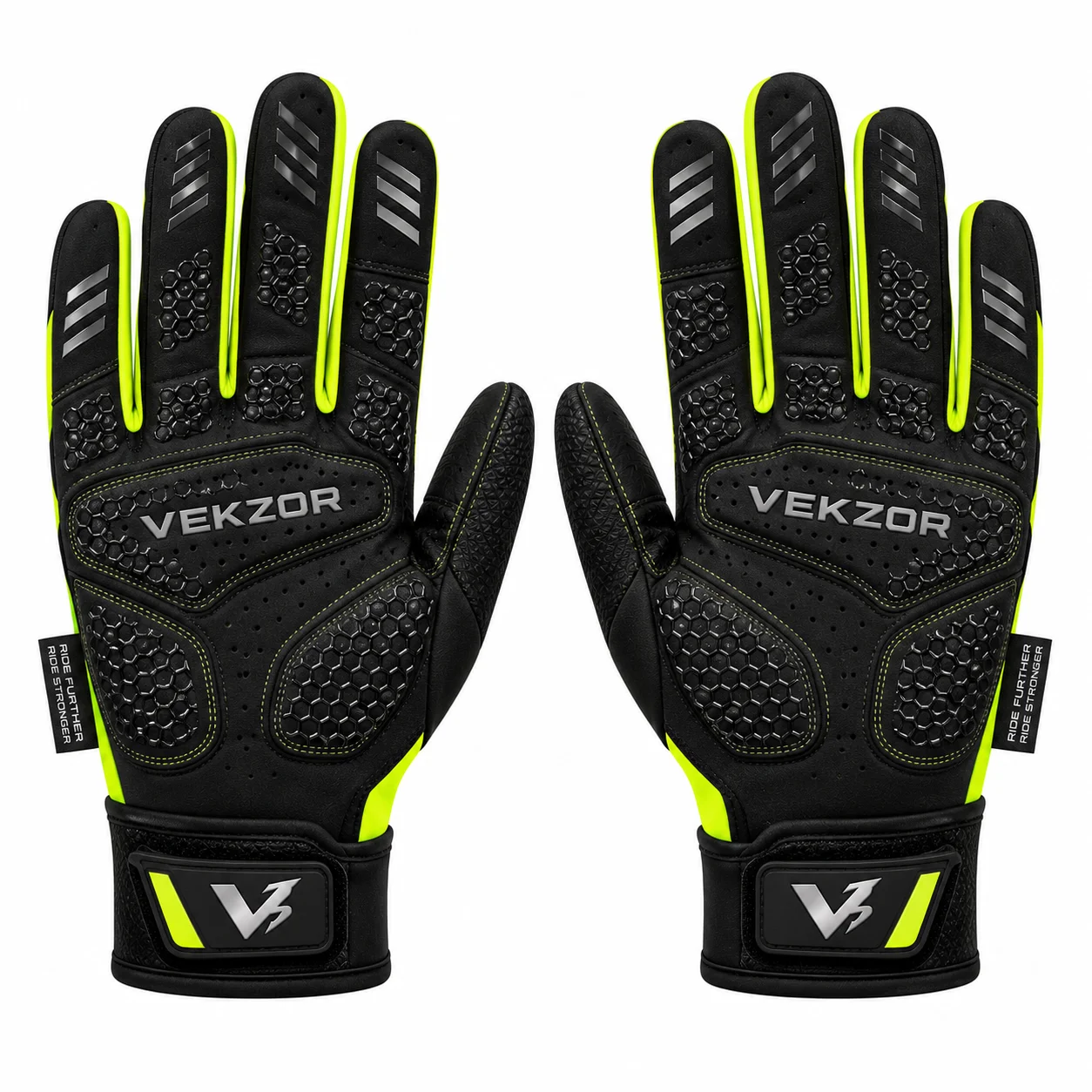 VEKZOR Thermal Cycling Gloves (Full Finger) - Front Center View with performance cut and chest crest