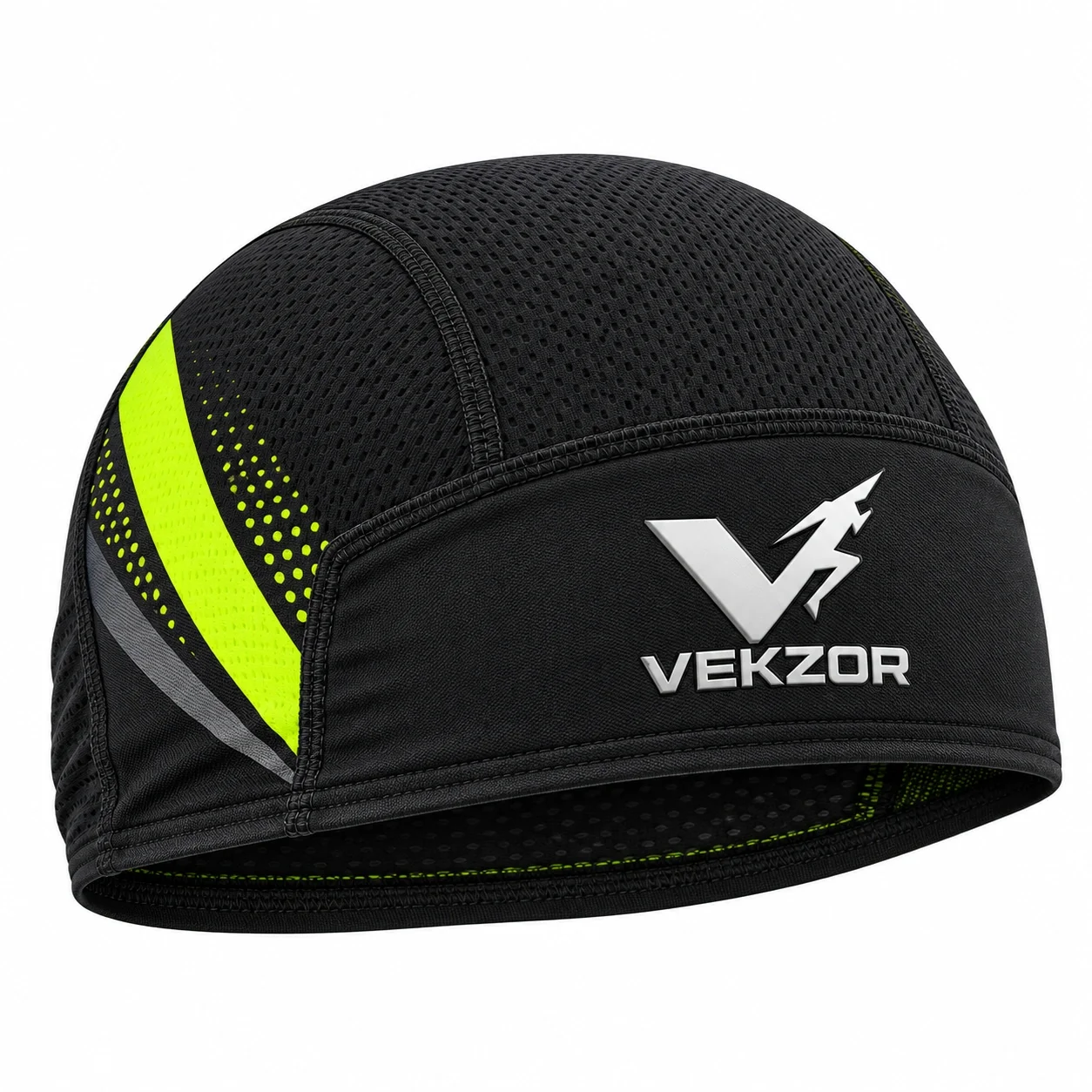 VEKZOR Cycling Skull Cap / Under-Helmet Cap - Front Center View with performance cut and chest crest