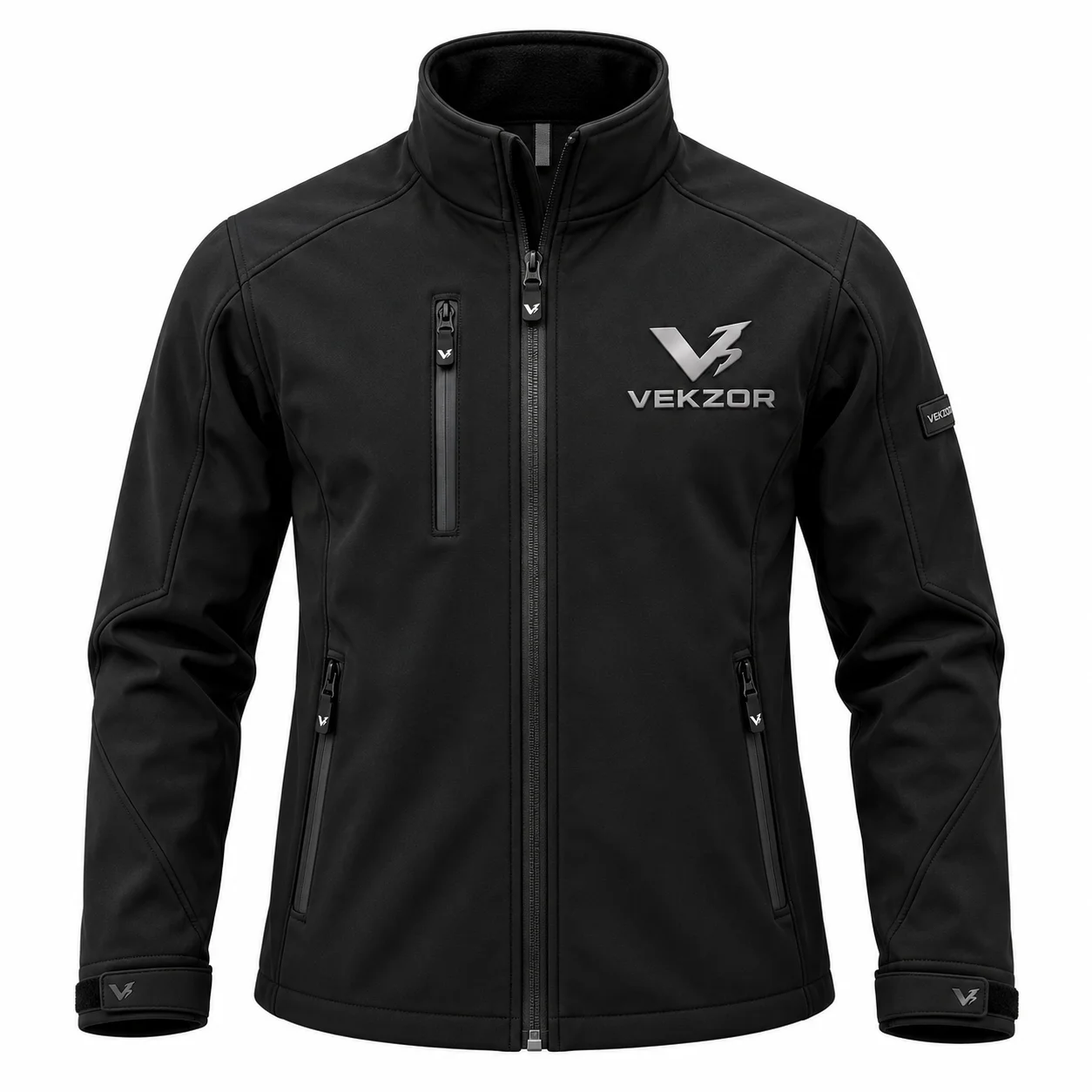 VEKZOR Prime Corporate Softshell Jacket - Front Center View with performance cut and chest crest