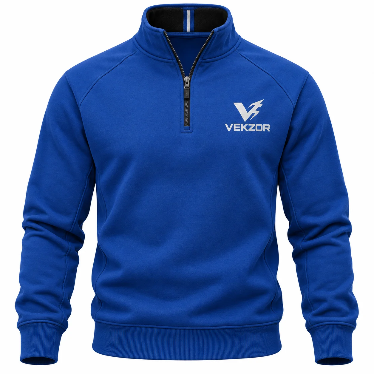 VEKZOR Corporate Quarter-Zip Pullover - Front Center View with performance cut and chest crest