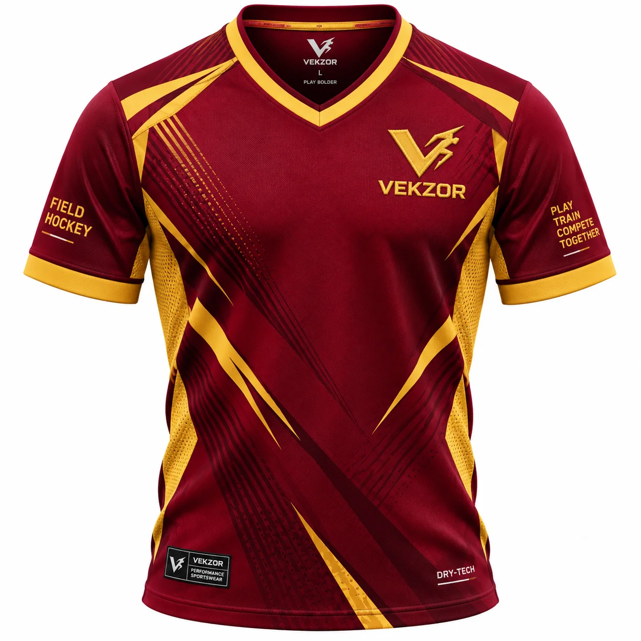 VEKZOR Field Hockey Performance Jersey - Front Center View with performance cut and chest crest