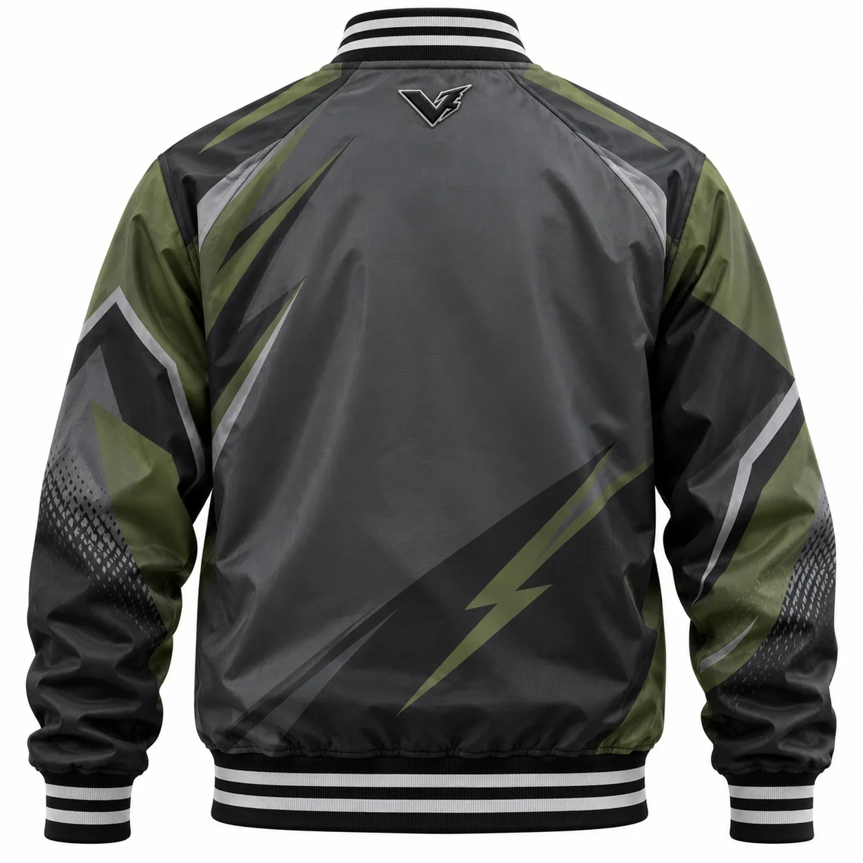 VEKZOR Full Sublimation Lightweight Varsity Jacket - Front Center View with performance cut and chest crest