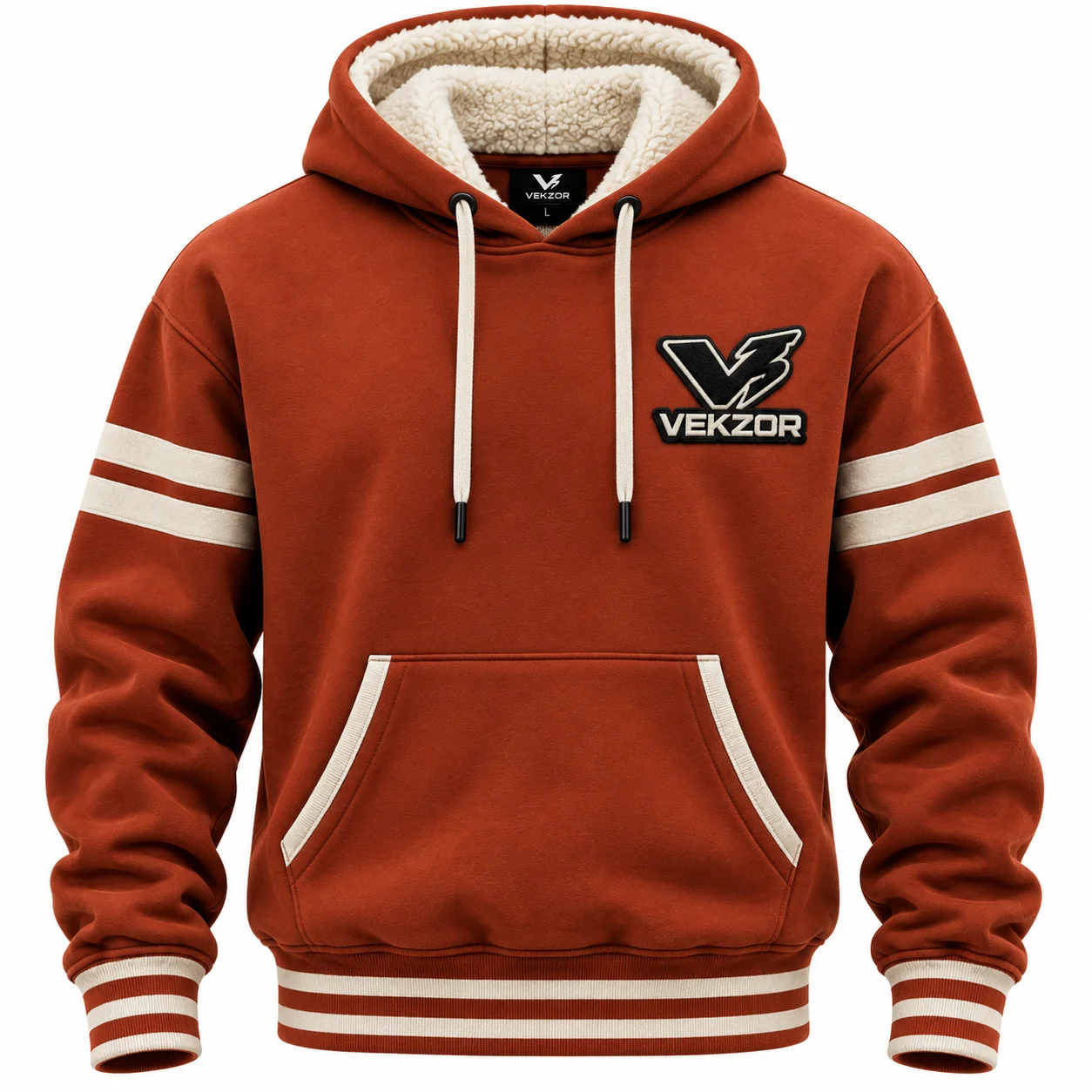 VEKZOR Satin Snap-Button Varsity Jacket - Front Center View with performance cut and chest crest
