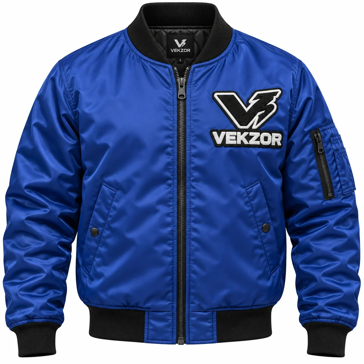 VEKZOR Circuit Bomber Jacket - Front Center View with performance cut and chest crest