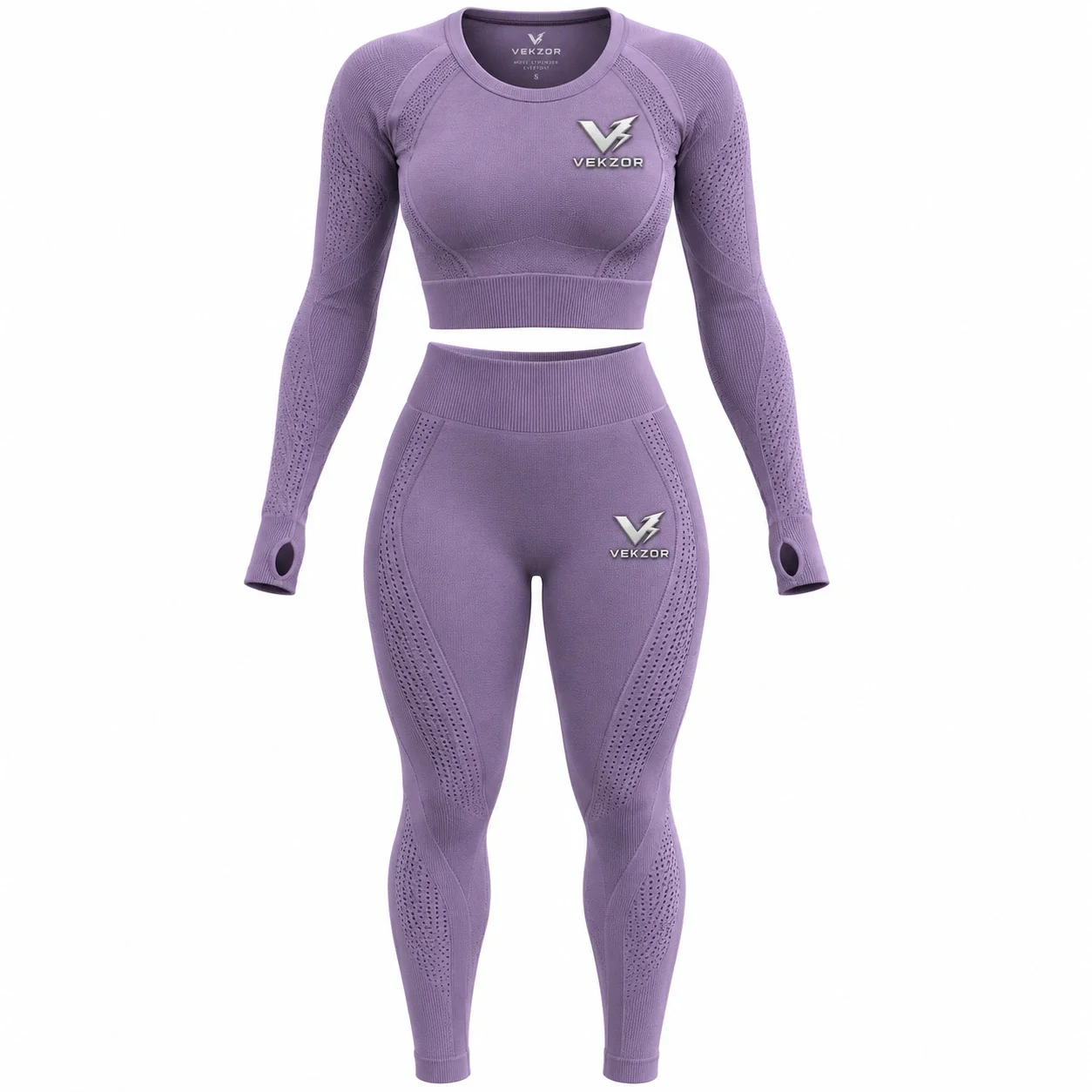 VEKZOR Solstice Seamless Set - Front Center View with performance cut and chest crest