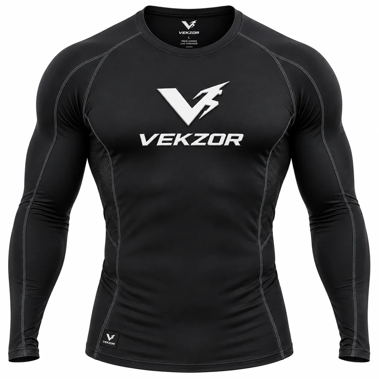 VEKZOR Onyx Compression Set - Front Center View with performance cut and chest crest